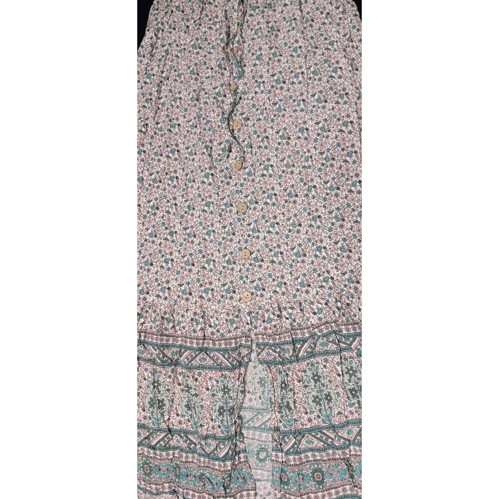 Boho High Waisted Button Up Maxi Skirt Small Micro Floral Cottagecore Prairie - Picture 5 of 11